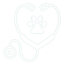 a stethoscope and a paw print